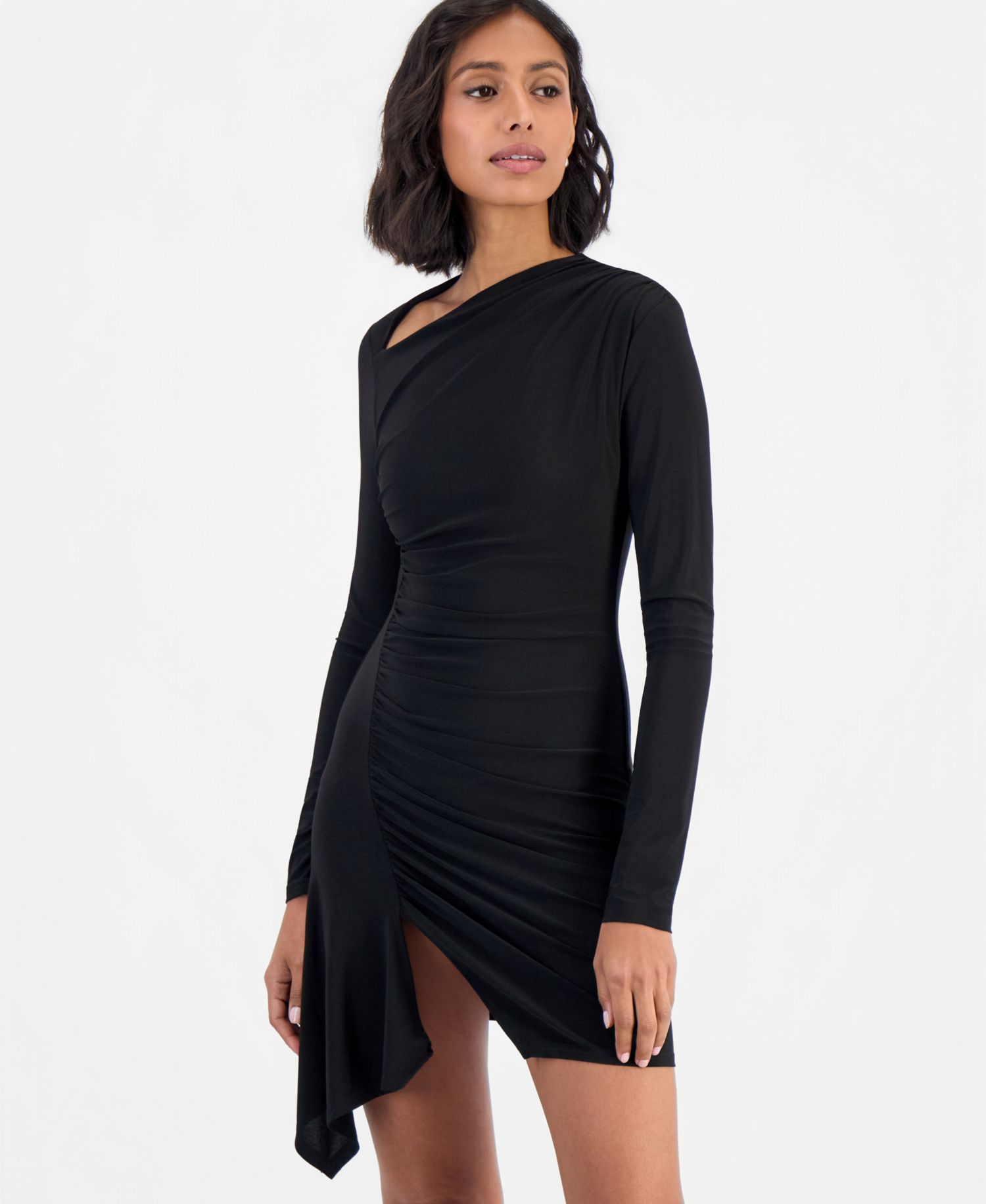 Women's Emerson Long-Sleeve Ruched One-Shoulder Mini Dress