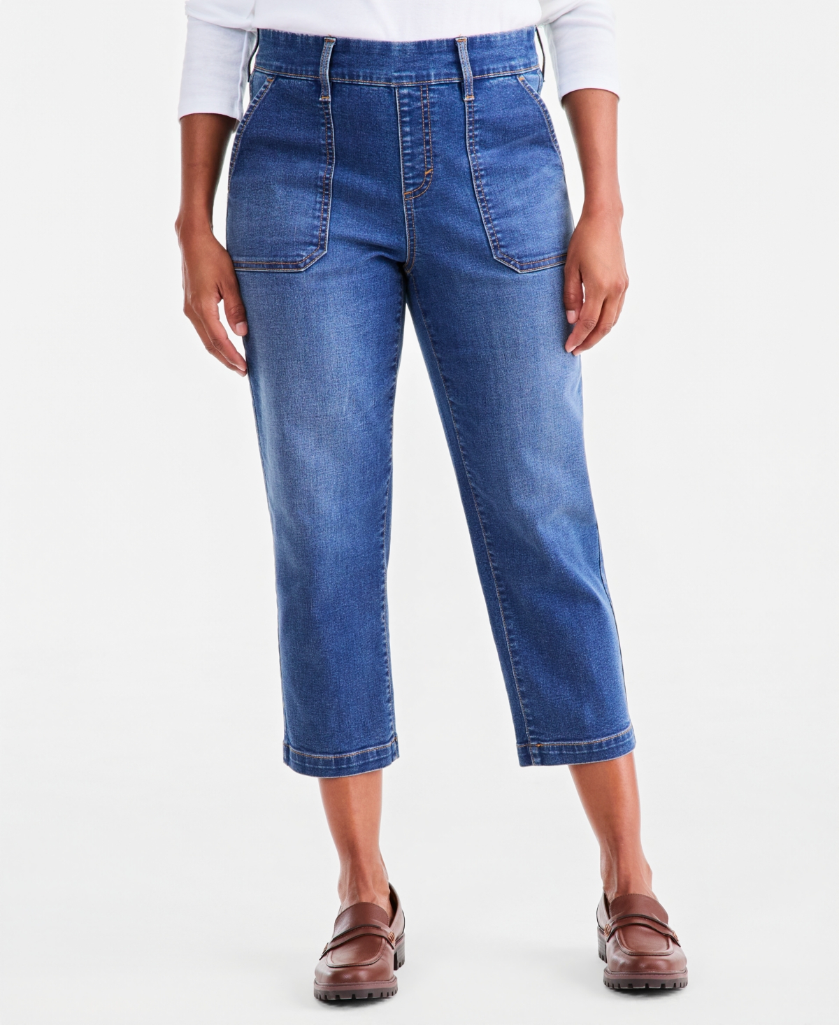 Style & Co Petite High-Rise Straight-Leg Pull-On Jeans, Macy's Exclusive