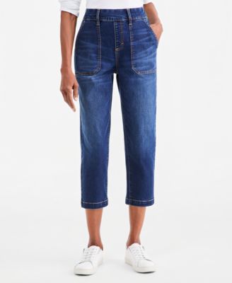 Petite High-Rise Utility Straight-Leg Jeans