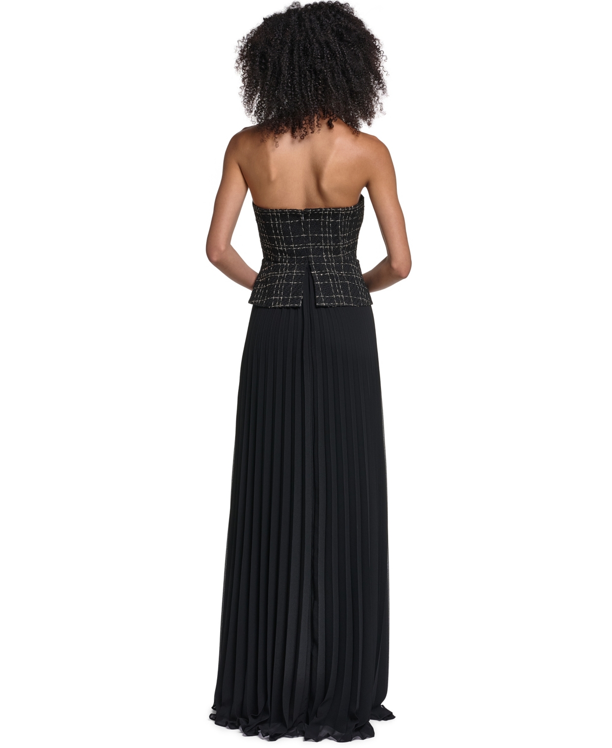 Karl Lagerfeld Paris Women's Tweed Bodice Chiffon Gown Dress
