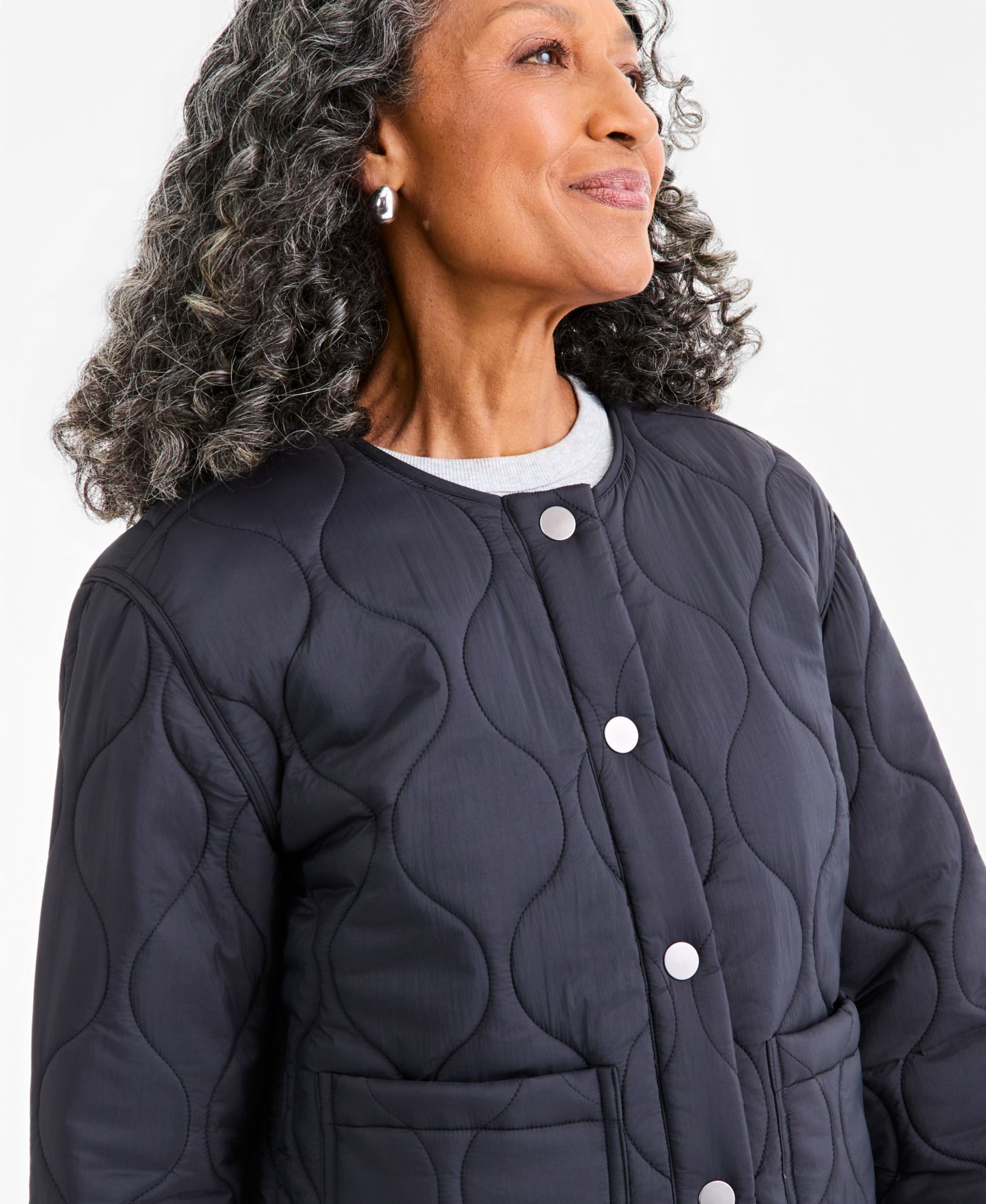 Petite Drawcord Bomber Quilted Jacket
