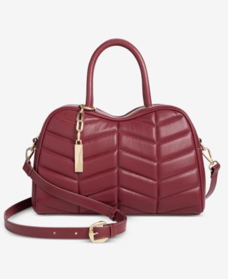 Faux Leather Quilted Satchel with Adjustable Strap