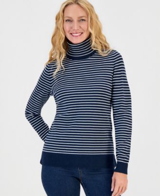 Women's Stripe Long-Sleeve Turtleneck Sweater