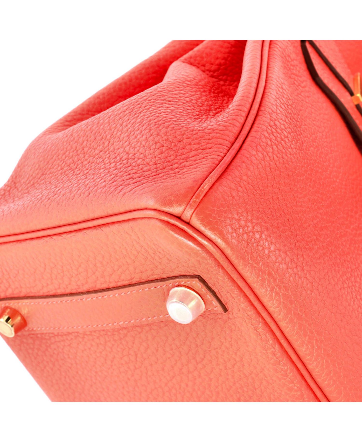 Pre-Owned Hermes Birkin 30 Handbag Red Clemence with Gold Hardware