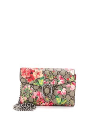 Small Dionysus Chain Wallet Blooms Print GG Coated Canvas