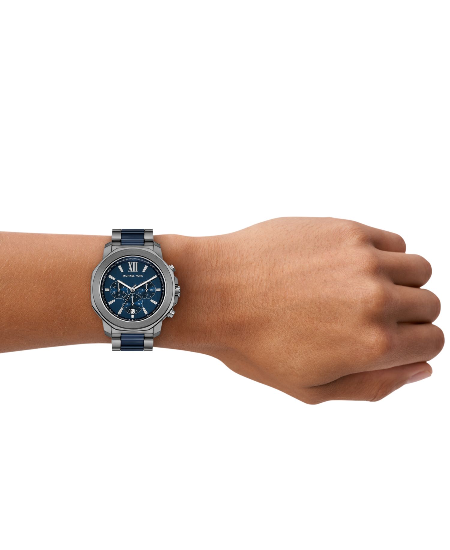 MICHAEL Men's Prescott Chronograph Blue Ceramic and Gunmetal Stainless Steel Watch 44mm