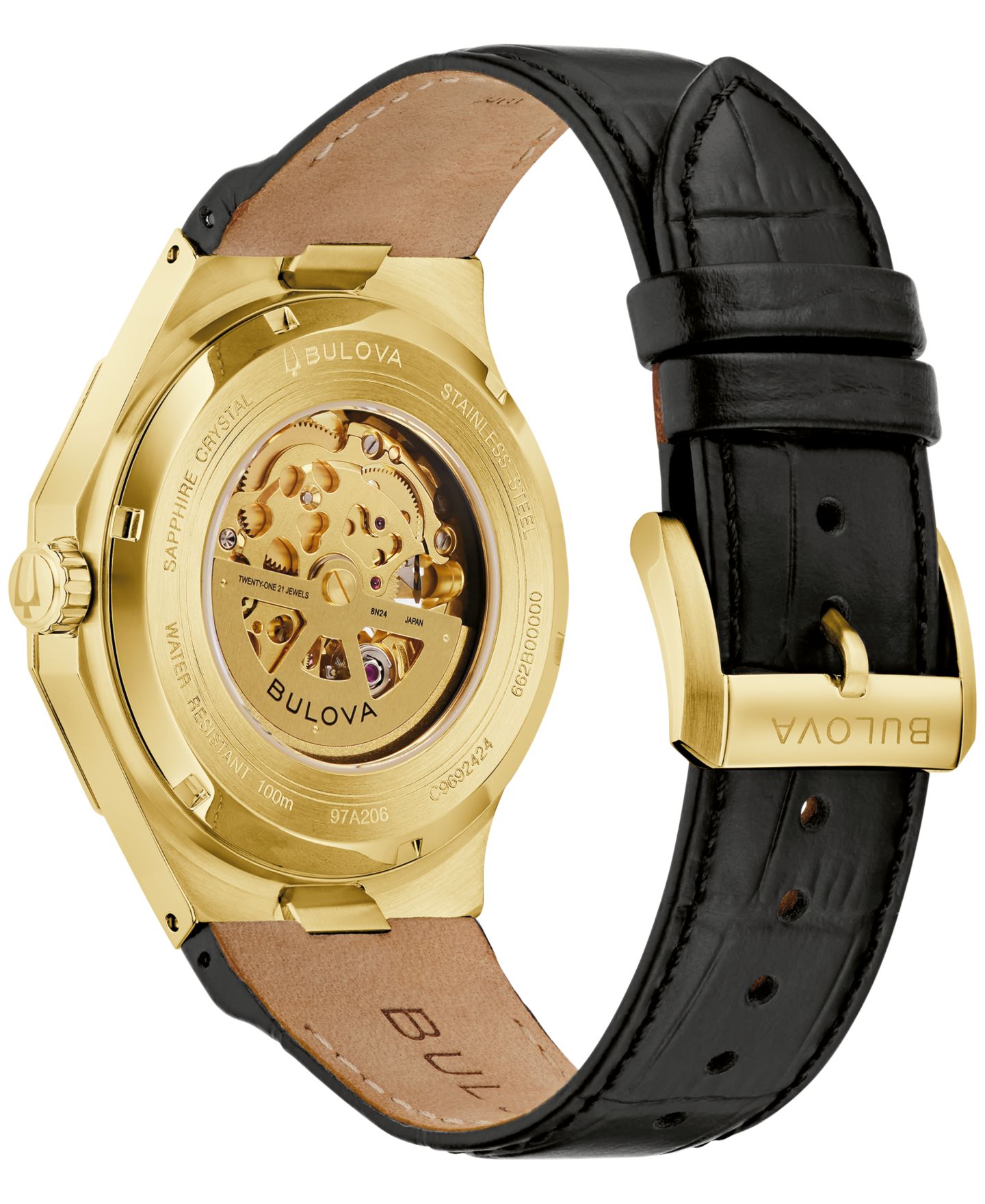 Мужские часы Bulova Automatic Prestige Black Leather Strap Watch 42mm — фото 3