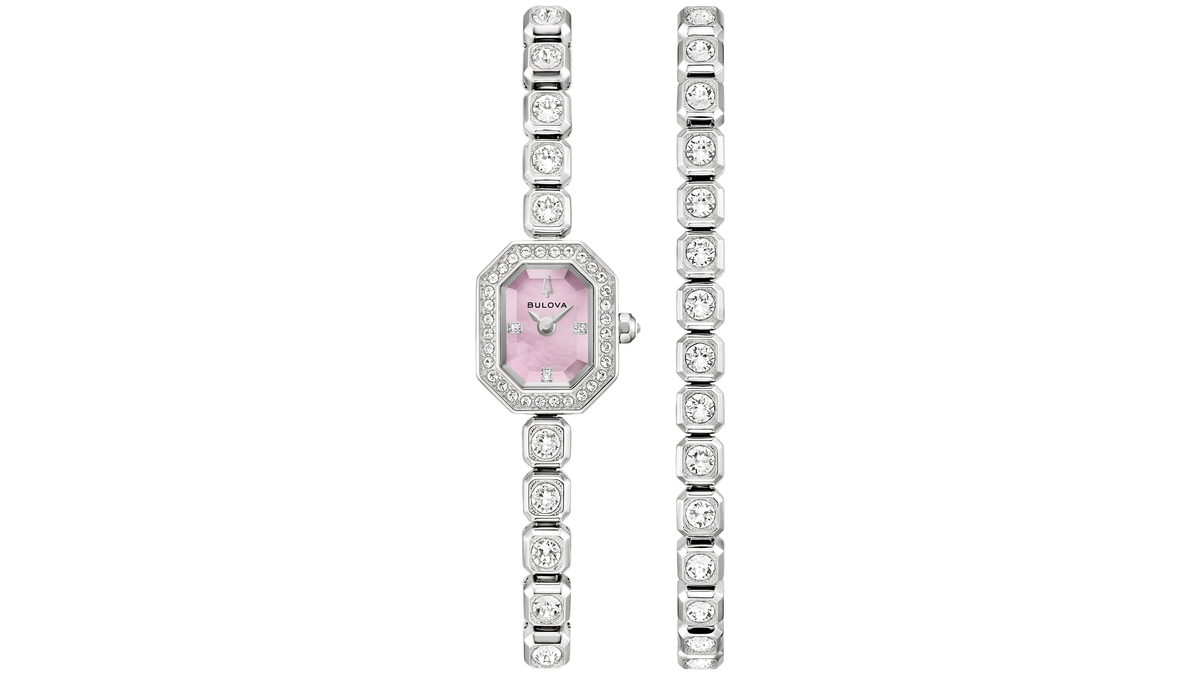 Bulova Women's Box Set Crystal Silver-Tone Stainless Steel Bracelet Watch 15mm