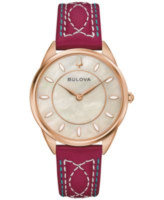 Women's Stetson Red Leather Strap Watch 34.5mm