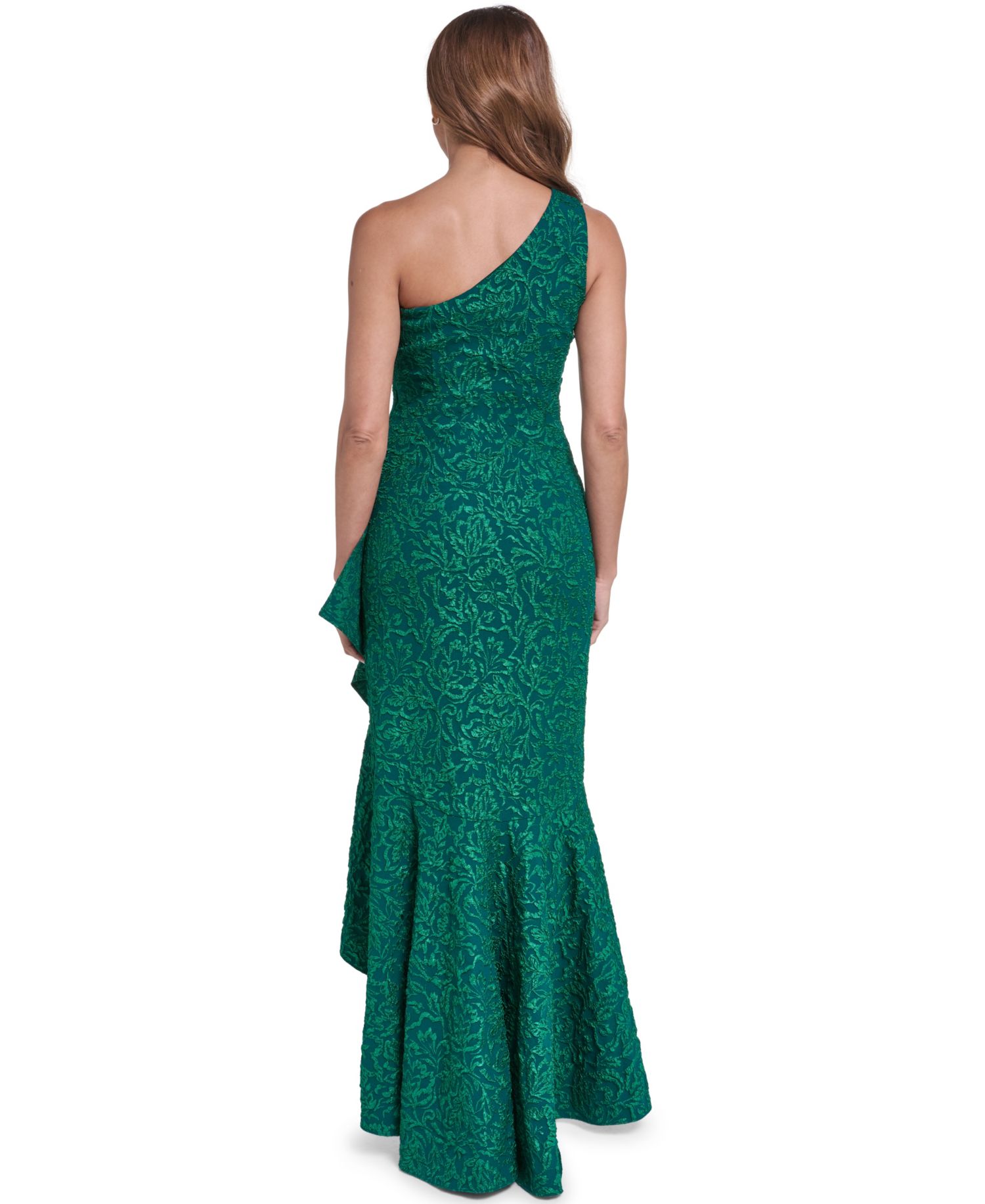 Women's One-Shoulder Side-Tuck Ruffle-Hem Gown