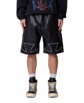 Men's Ultra Baggy Iron Cross Leather Shorts