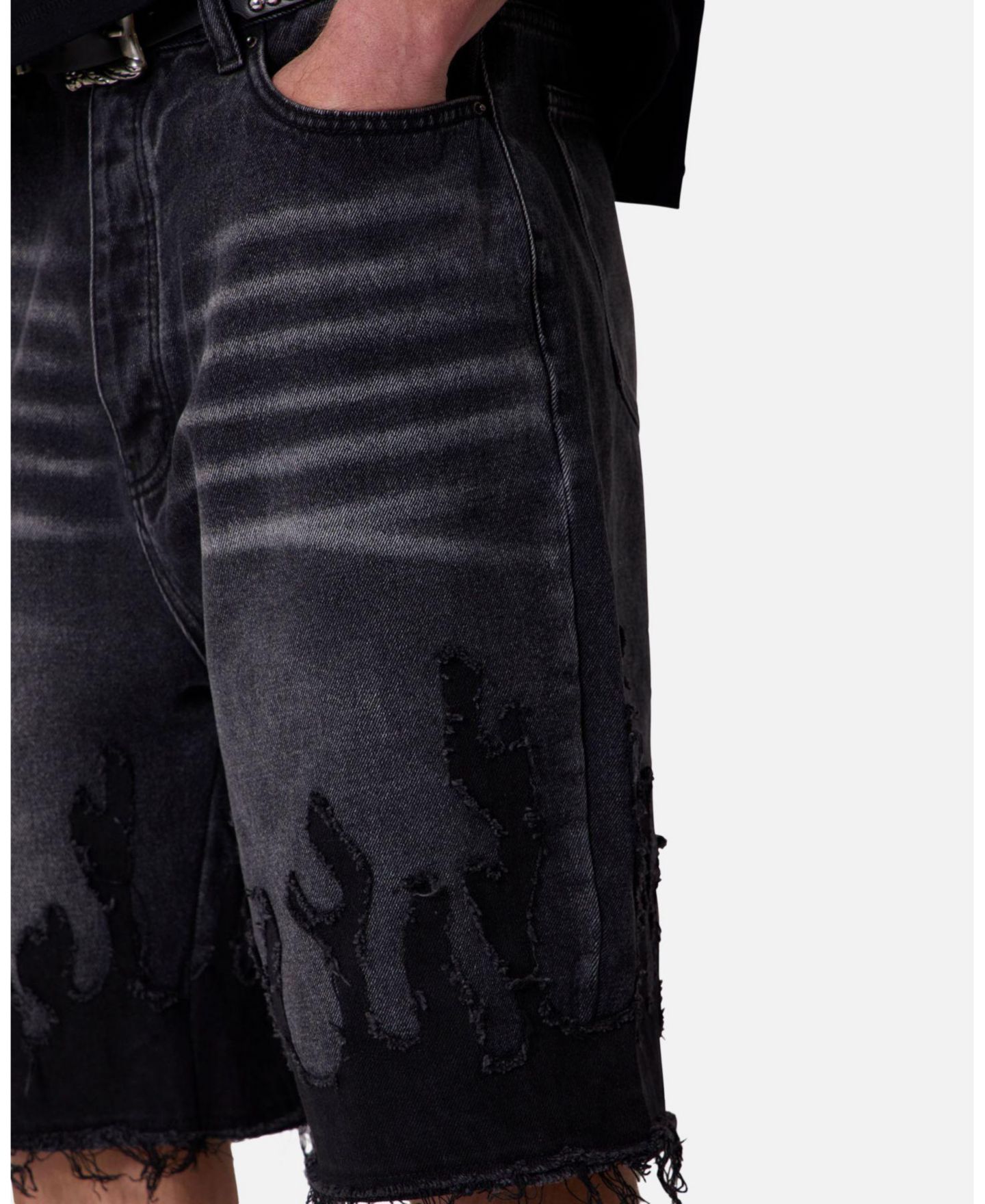 Мужские шорты mnml Baggy Flame Denim Shorts, цвет: Чёрный — фото 6