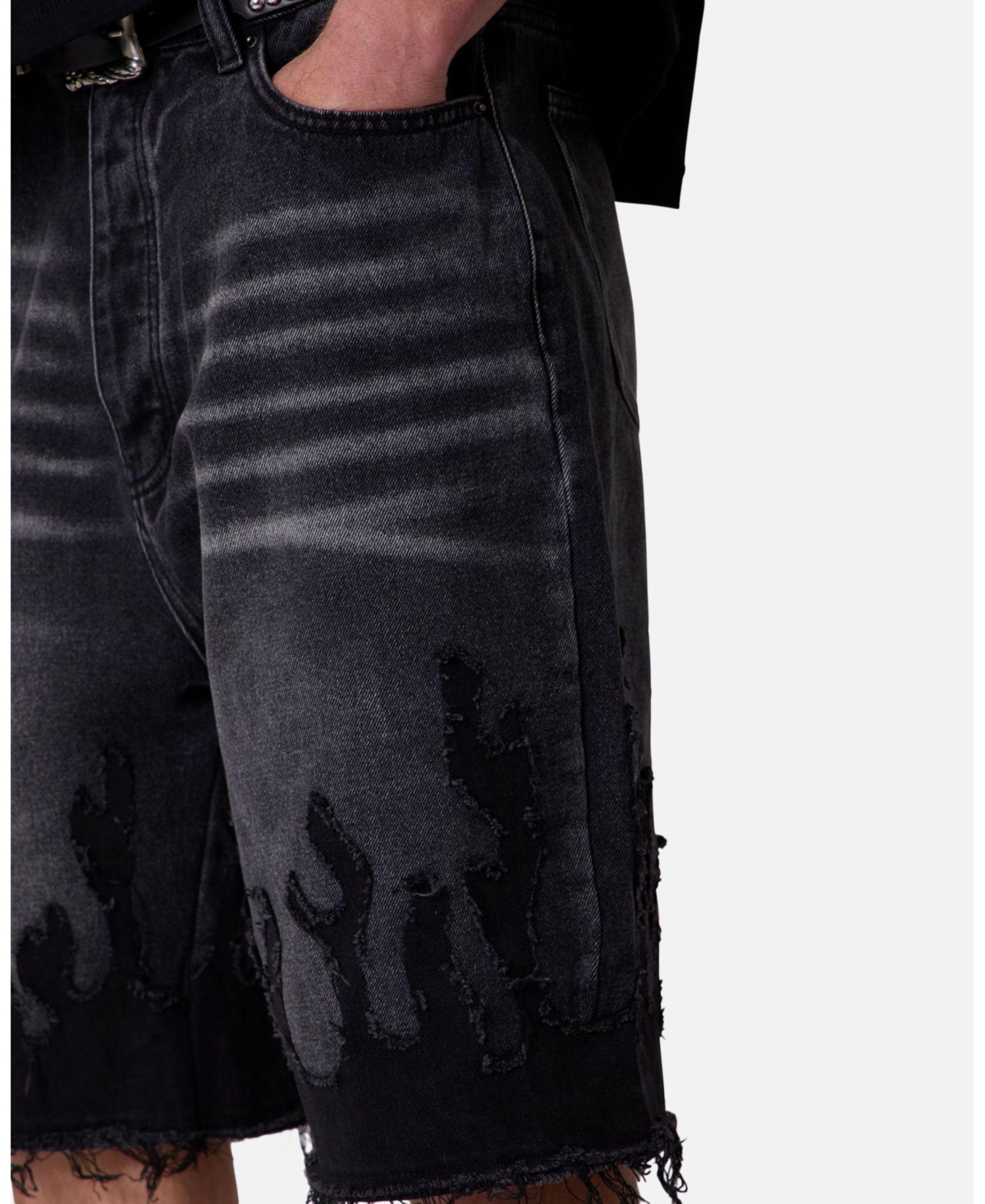 mnml Men's Baggy Flame Denim Shorts