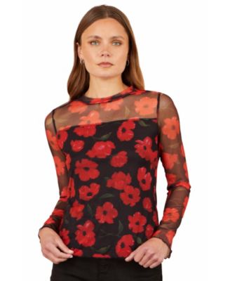 Women's Poppy Sheer Mesh Long Sleeve Top