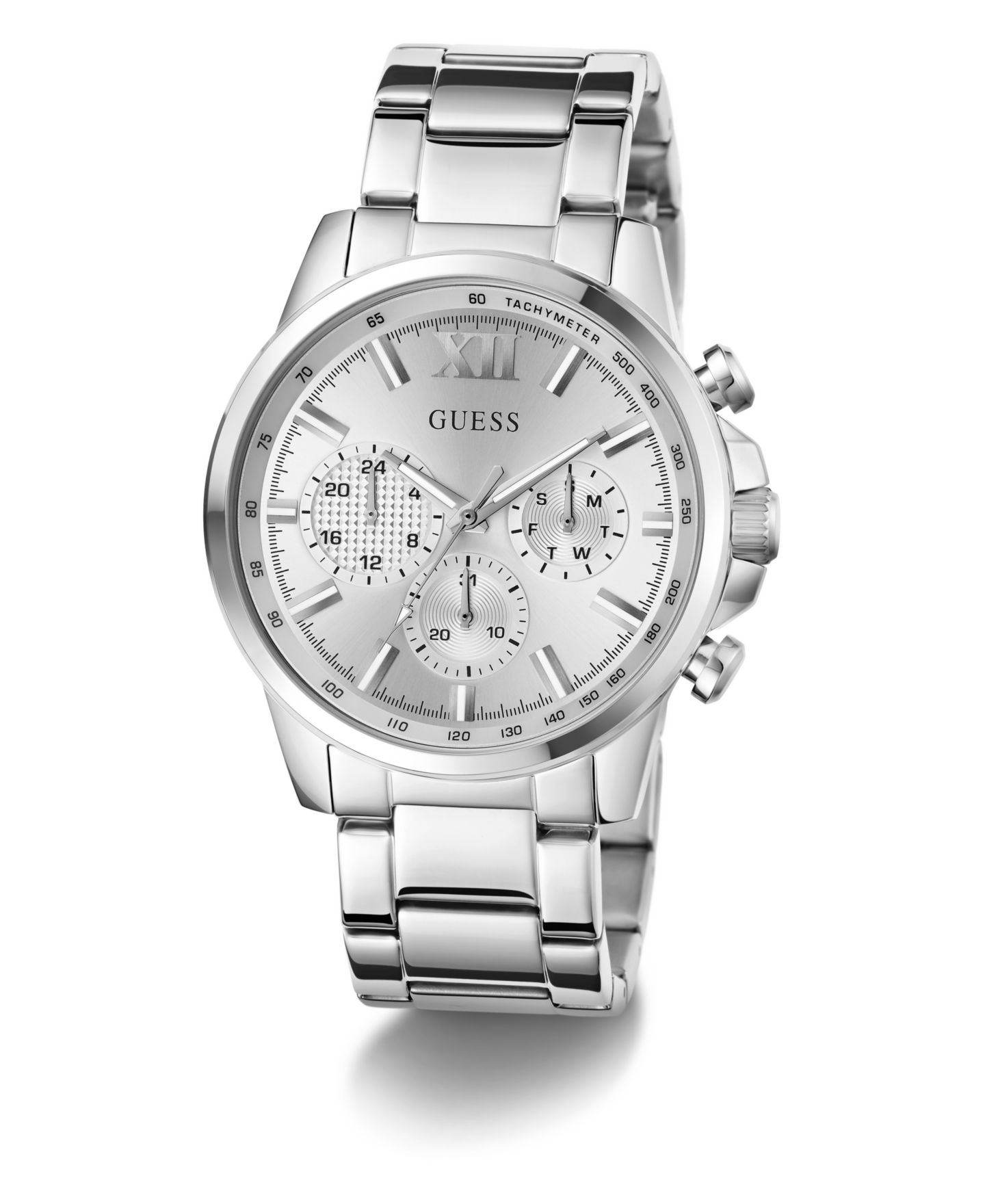 Мужские часы GUESS Quartz Silver-Tone Stainless Steel Watch 44mm — фото 4