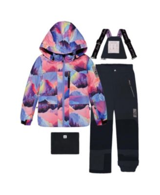 Little Girls Girl(6-14) Two Piece Play Snowsuit Mountain Print with Pants