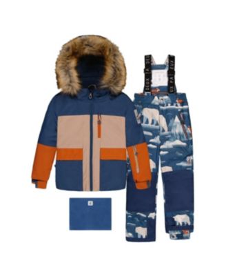 Big Boys Boy(6-14) Two Piece Play Snowsuit Bear Print Pants