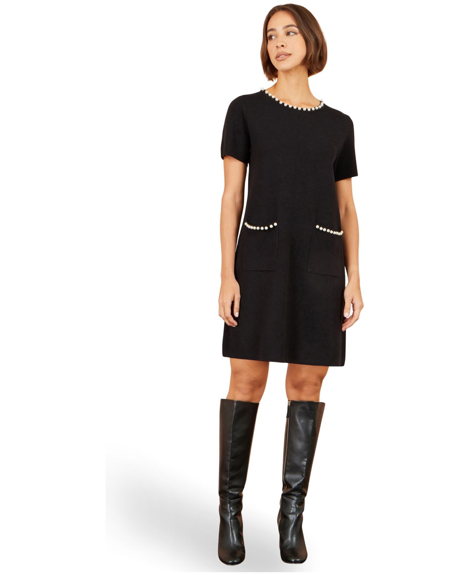 Women's Embellished Knit Short-Sleeve Dress