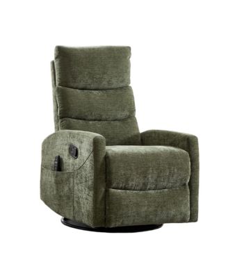 Chenille Manual Recliner Chair Rocker Swivel Chair with Heat and Massage for Living Room