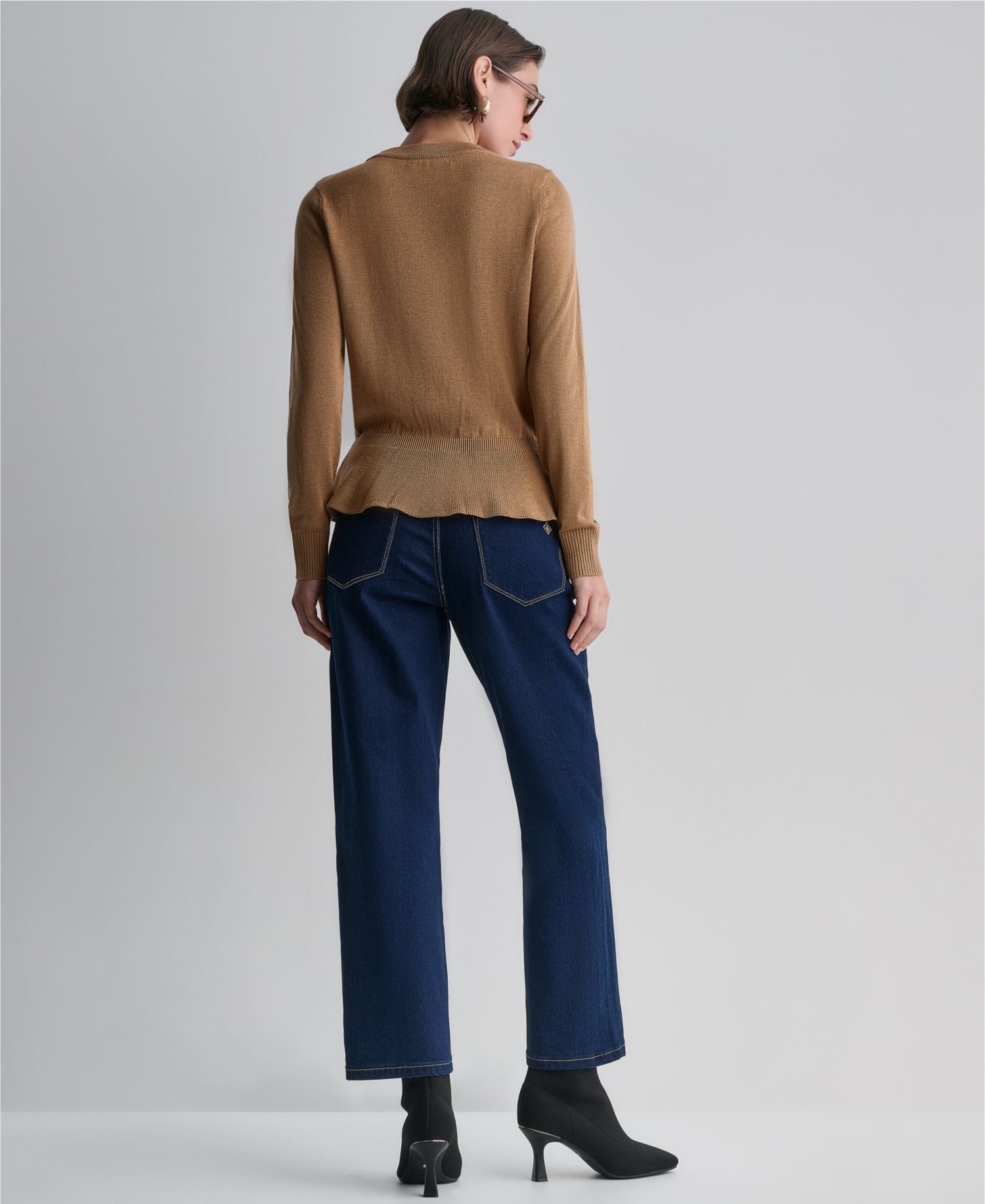 Women's Argyle Peplum Crewneck Sweater