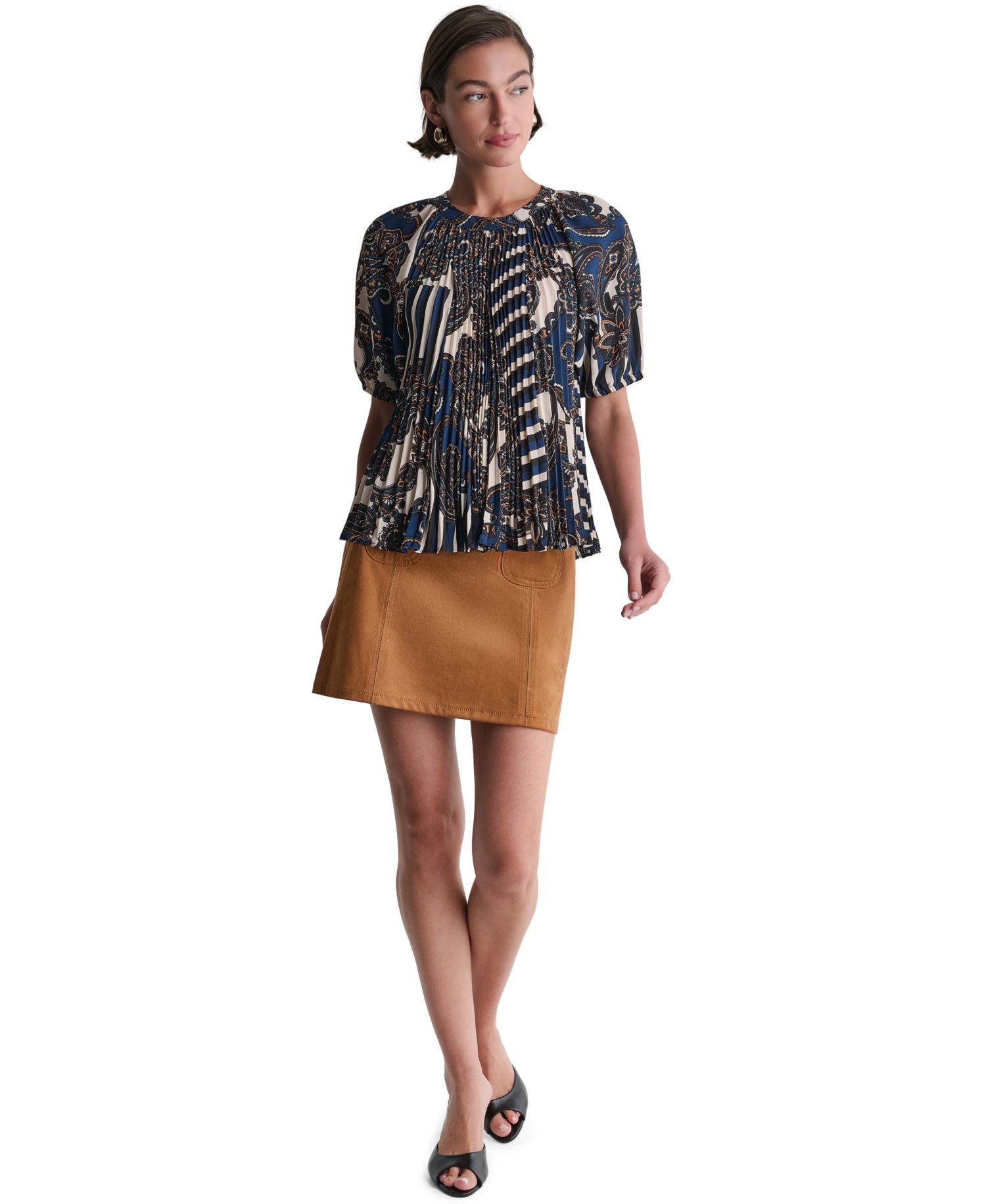 Women's Short-Sleeve Printed Raglan Blouse