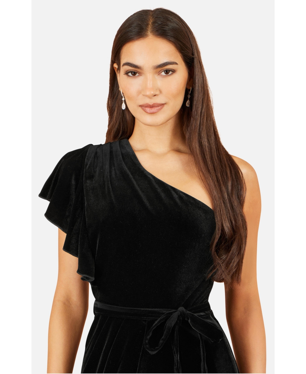 Yumi Women's Velvet One Shoulder Midi Dress