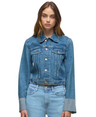 Women's Collared Cuff Sleeve Denim Jacket