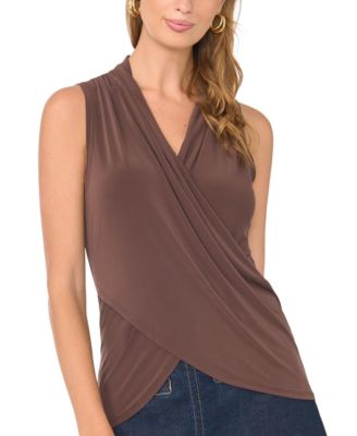 Women's Crossover Wrap-Front Sleeveless Top