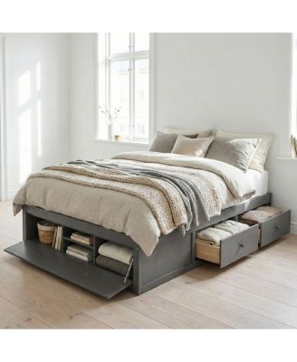 Storage Platform Bed with 4 Drawers and Lift Footboard