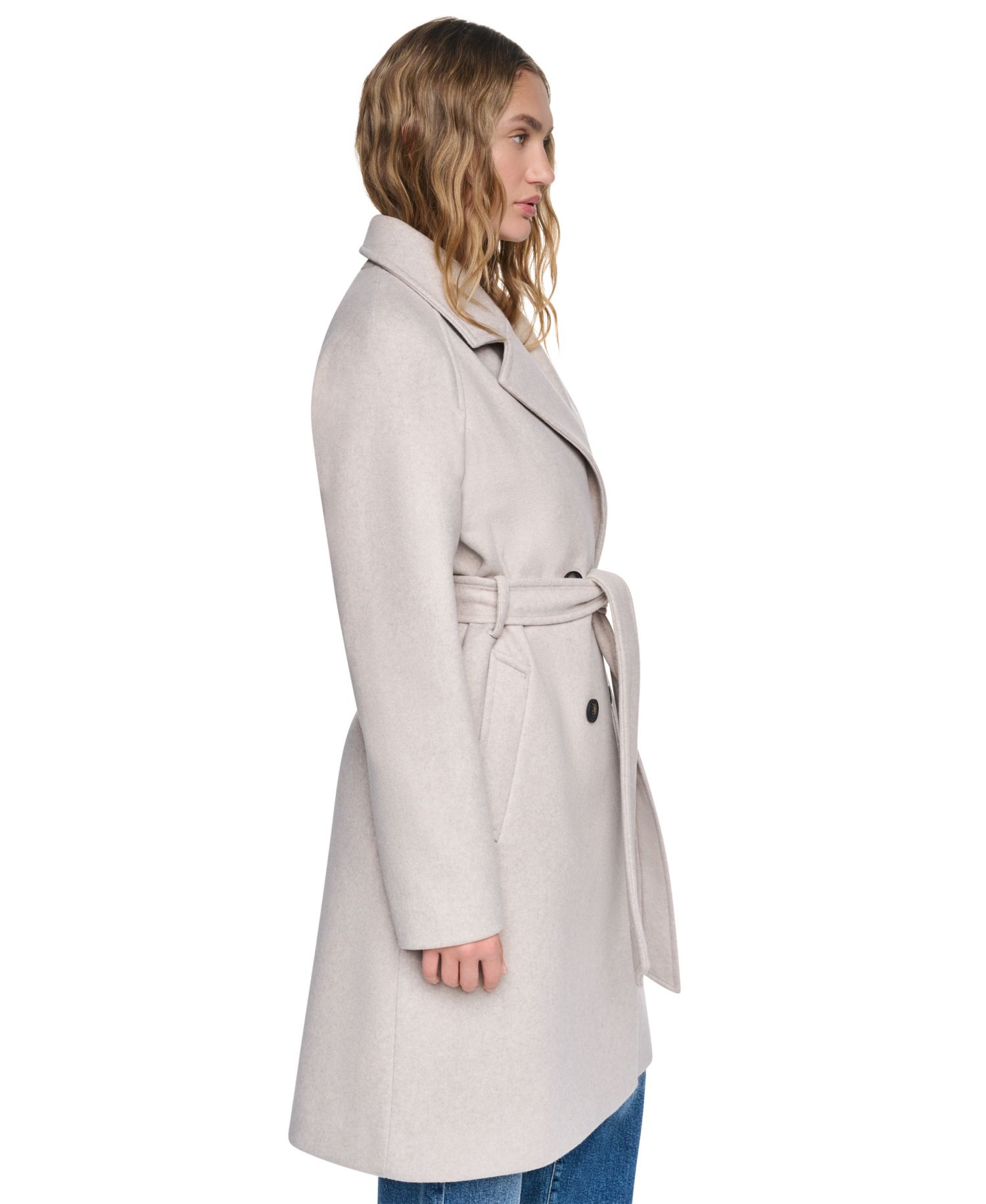 Women's Double-Breasted Belted Notch Collar Coat