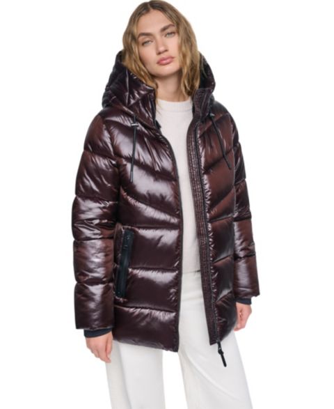 Женская куртка DKNY Shine Hooded Puffer, цвет: Bitter