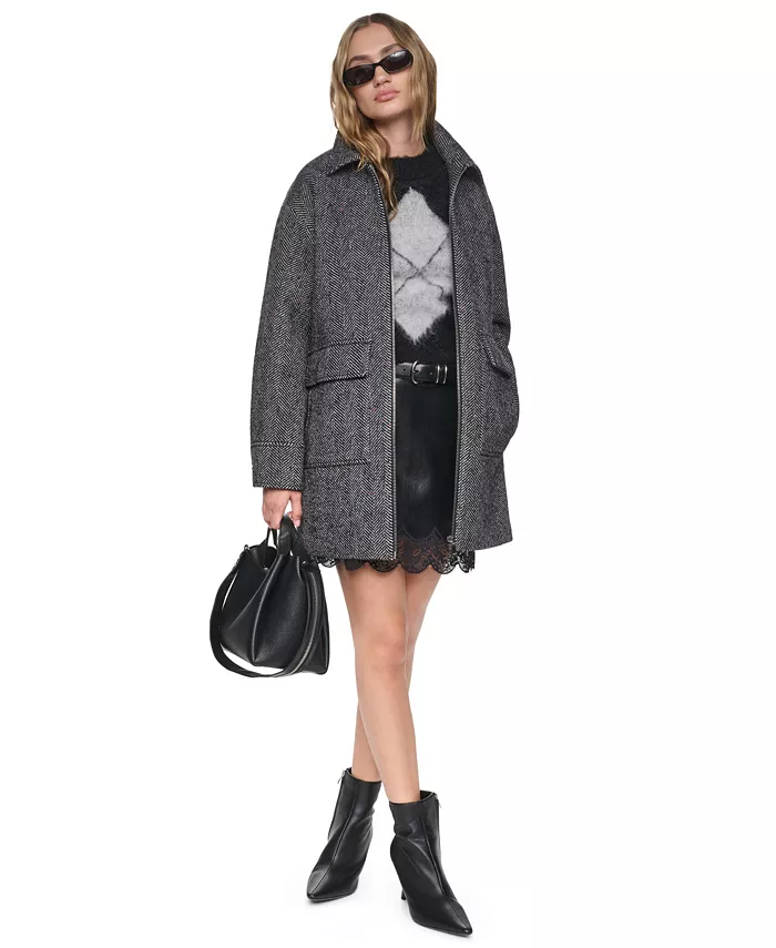 Women's Tailored Herringbone Wool-Blend Coat - thumbnail 9