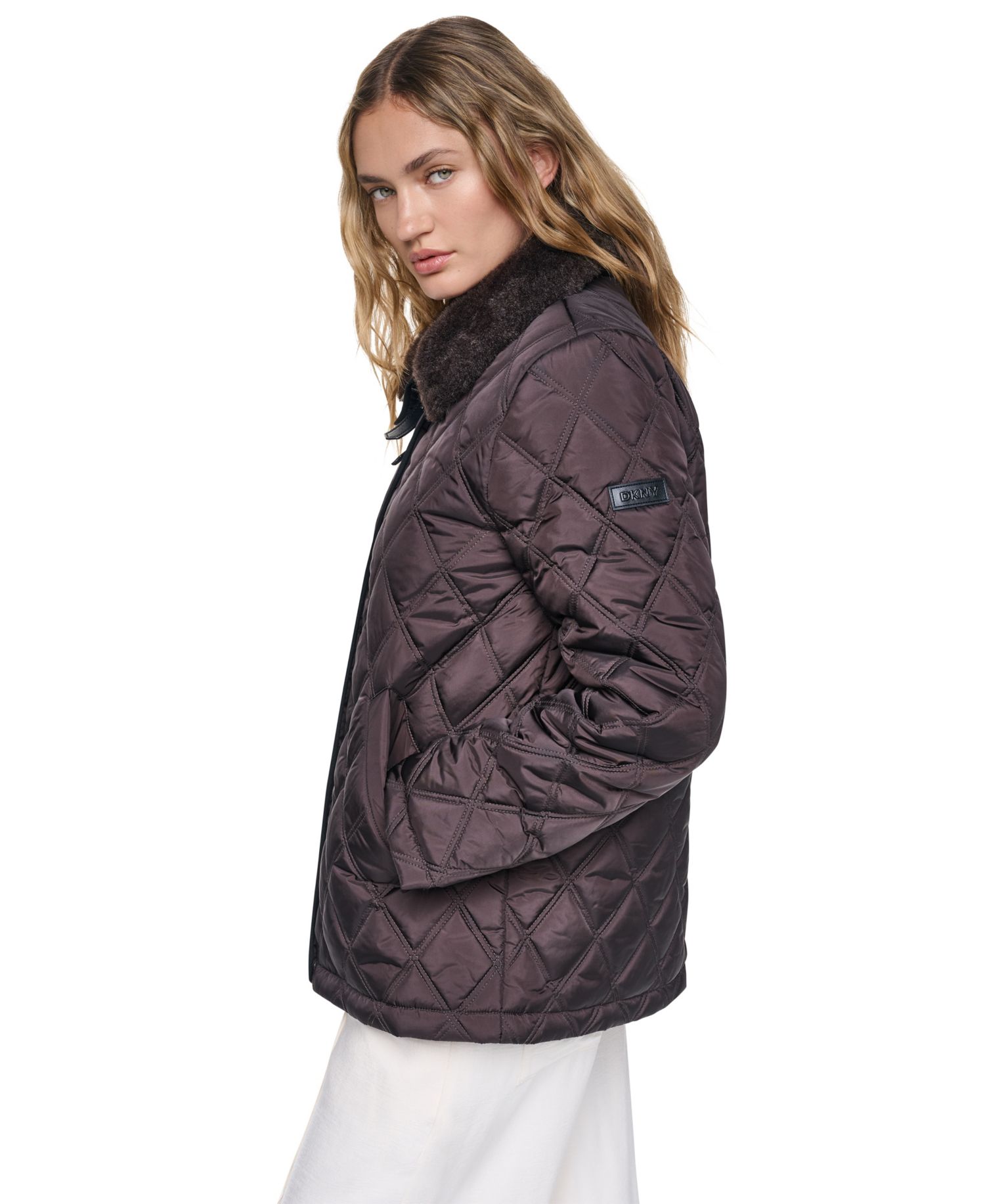 Women's Sherpa Collar Diamond-Quilted Coat
