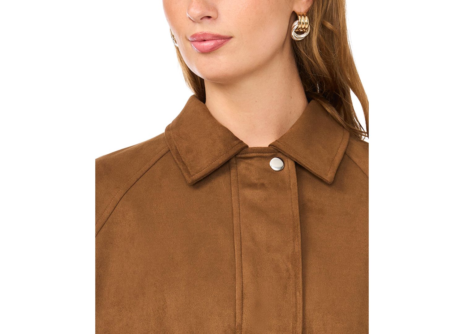 Women's Raglan-Sleeve Faux-Suede Bomber Jacket