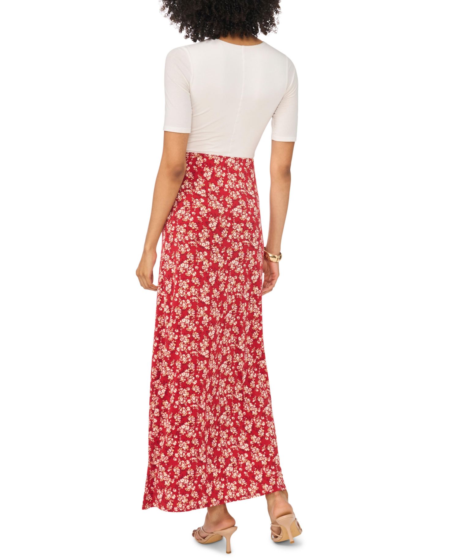 Women's High-Waisted Floral Maxi A-Line Skirt