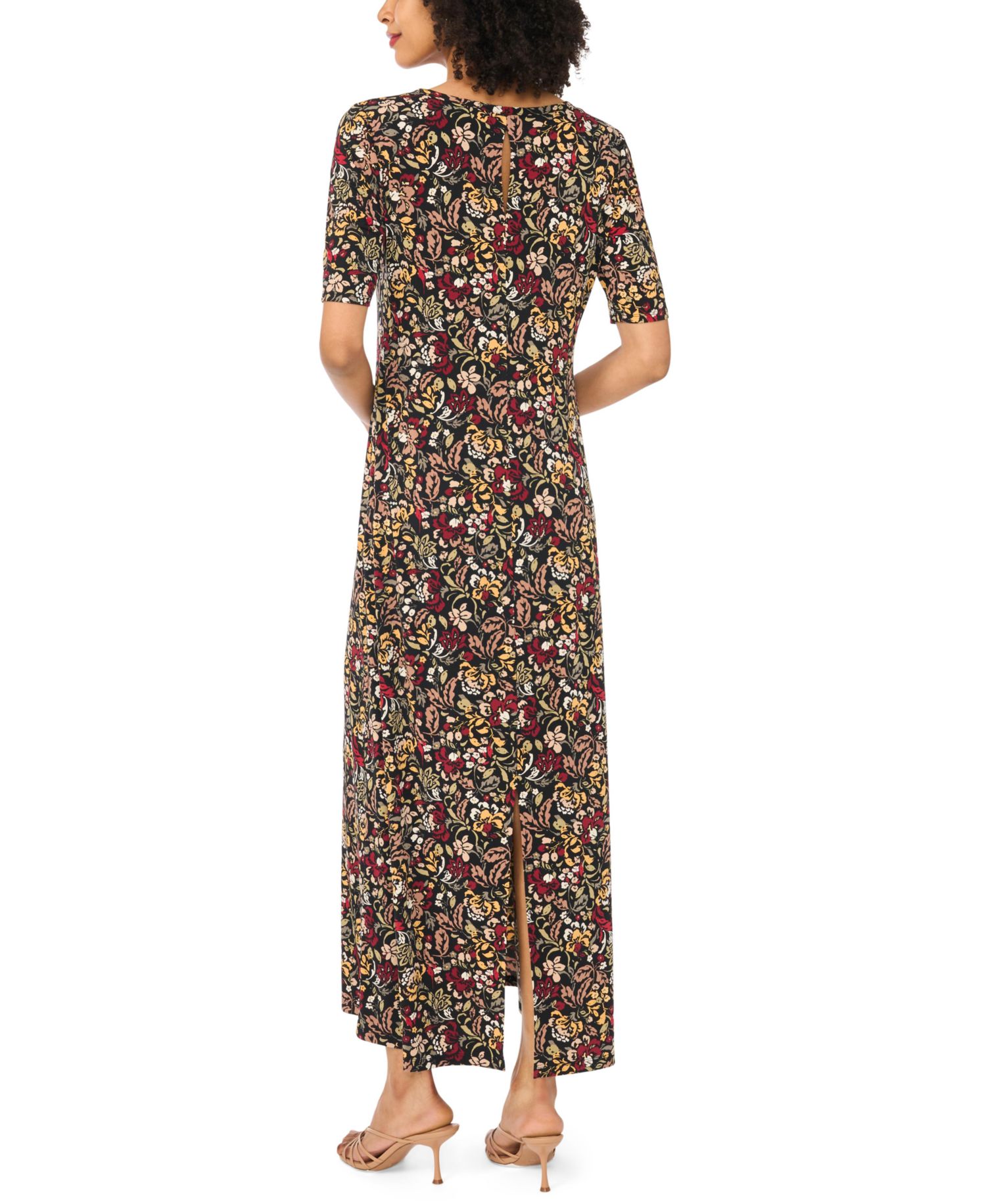 Women's Floral 3/4-Sleeve Maxi Dress