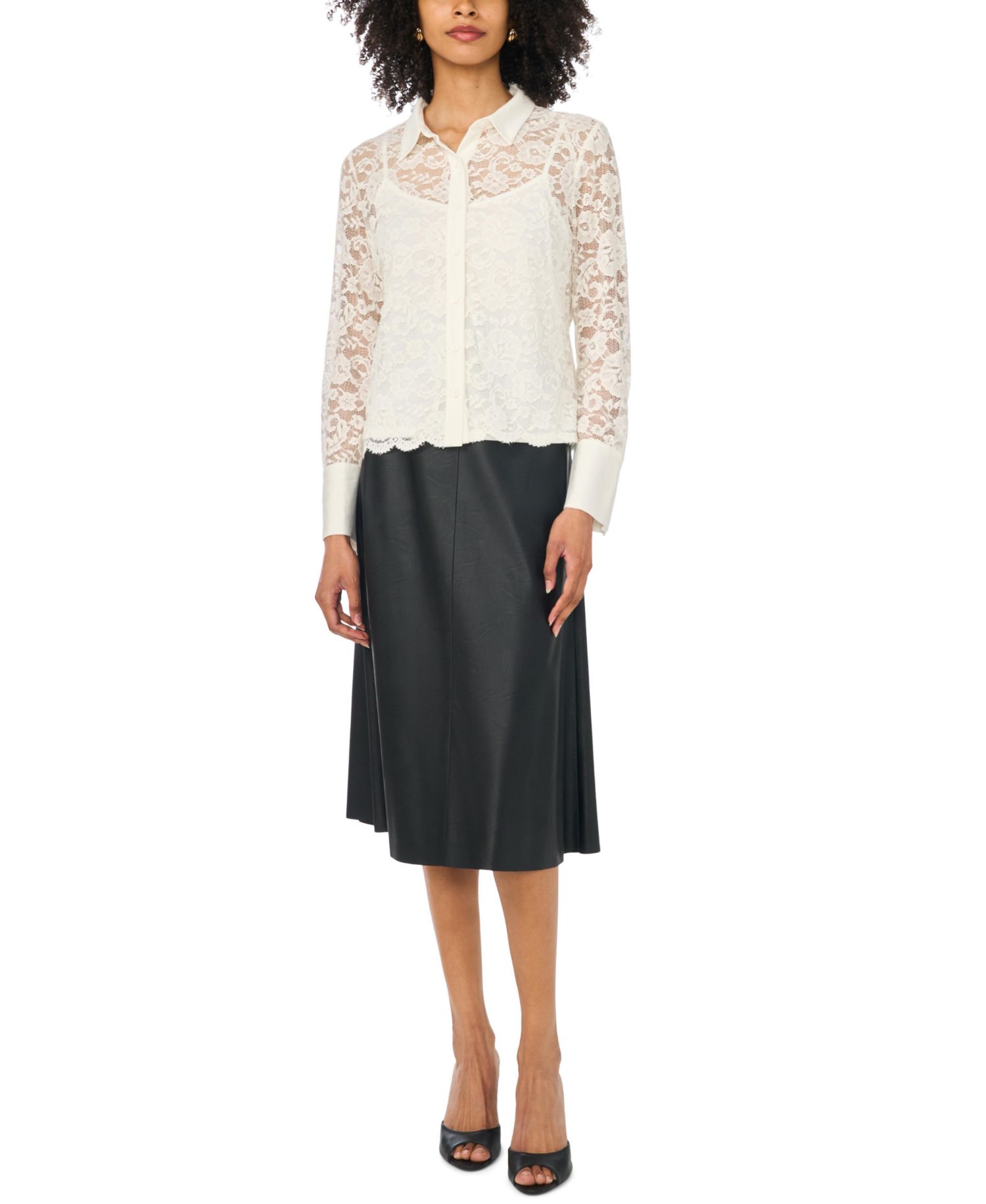 Women's Long-Sleeve Lace Floral Blouse