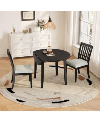 2-Person Folding Wood Dining Table Set with 2 Chairs