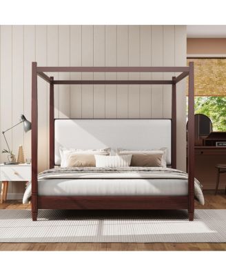   Canopy Platform Bed with Upholstered Headboard