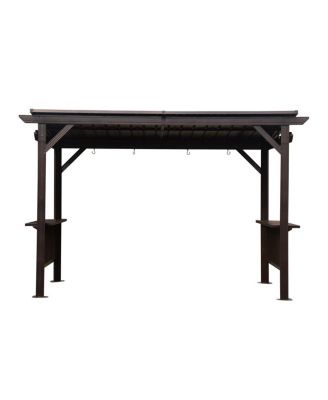 Hardtop Grill Gazebo with Shelves and Galvanized Steel Roof