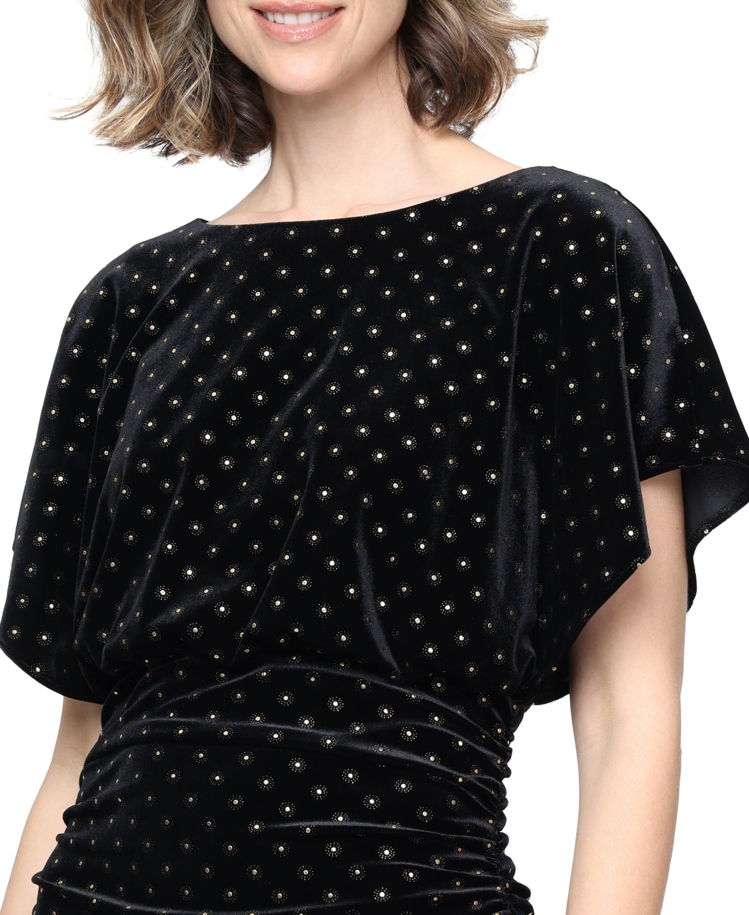 Women's Sequin Velvet Flutter-Sleeve Dress