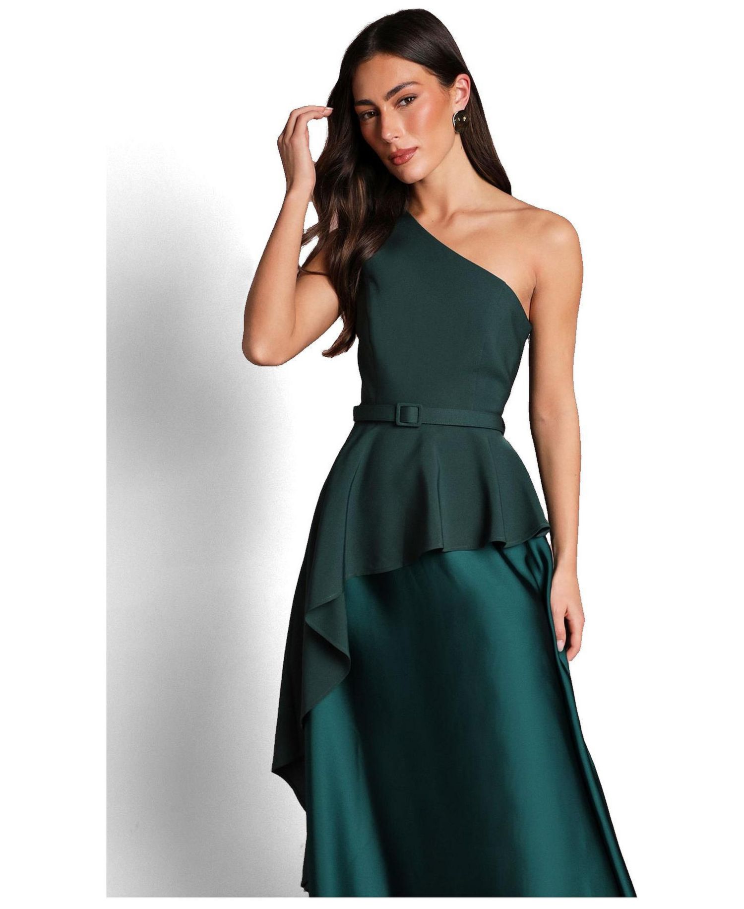 Women's One-Shoulder Satin Maxi Dress