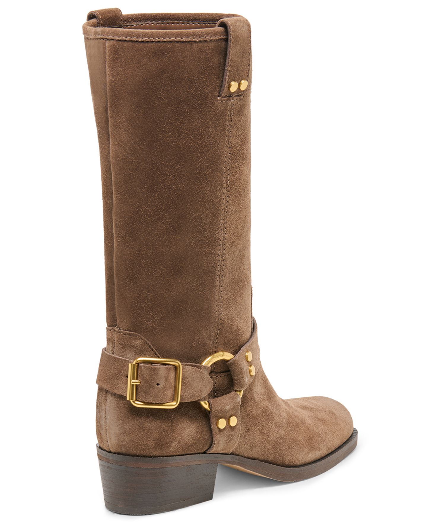 Женские ботинки Dolce Vita Rolan Ankle Harness Moto Tall, цвет: Шоколадный замшевый — фото 6