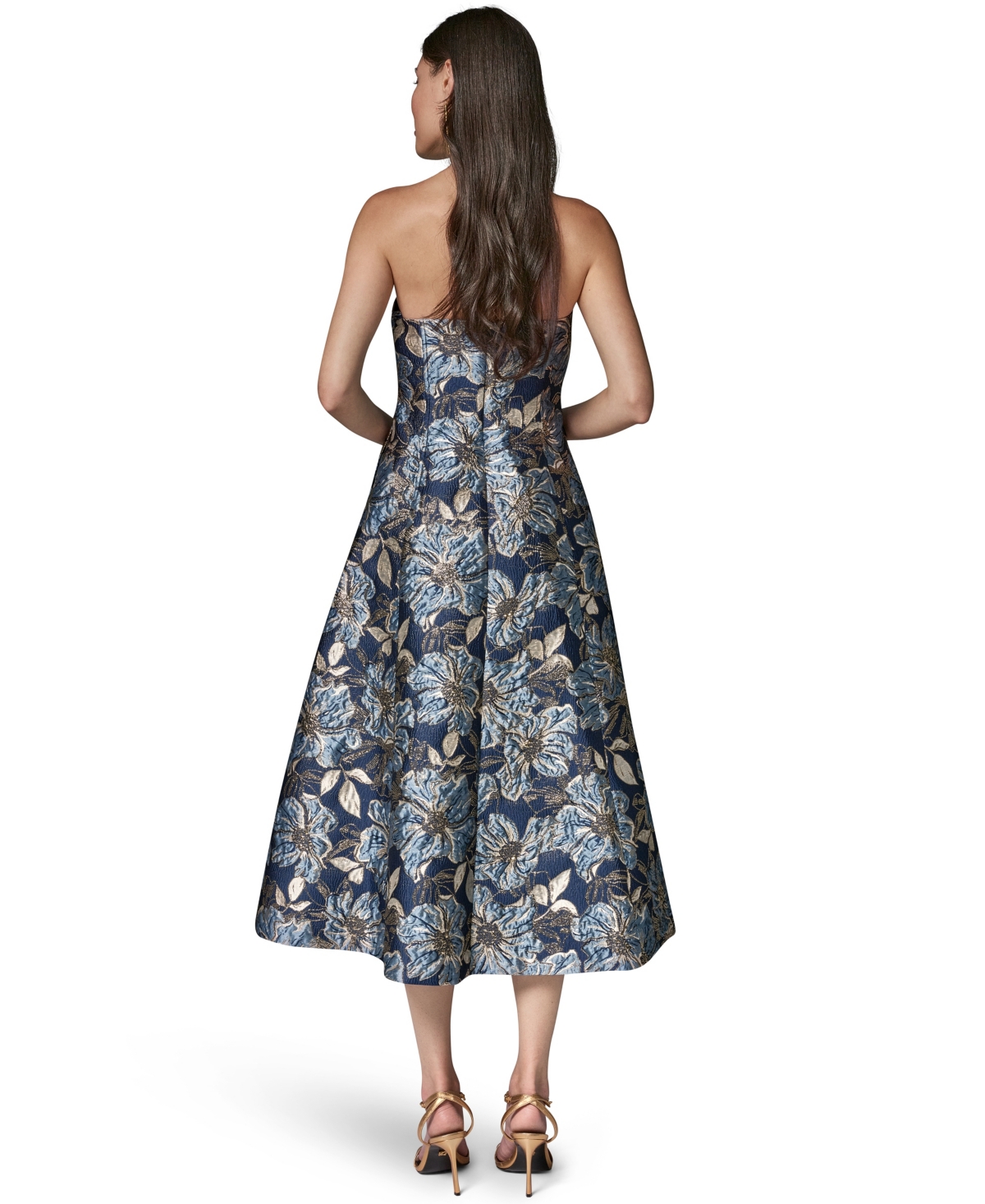 Donna Karan New York Women's Printed Jacquard Strapless Gown