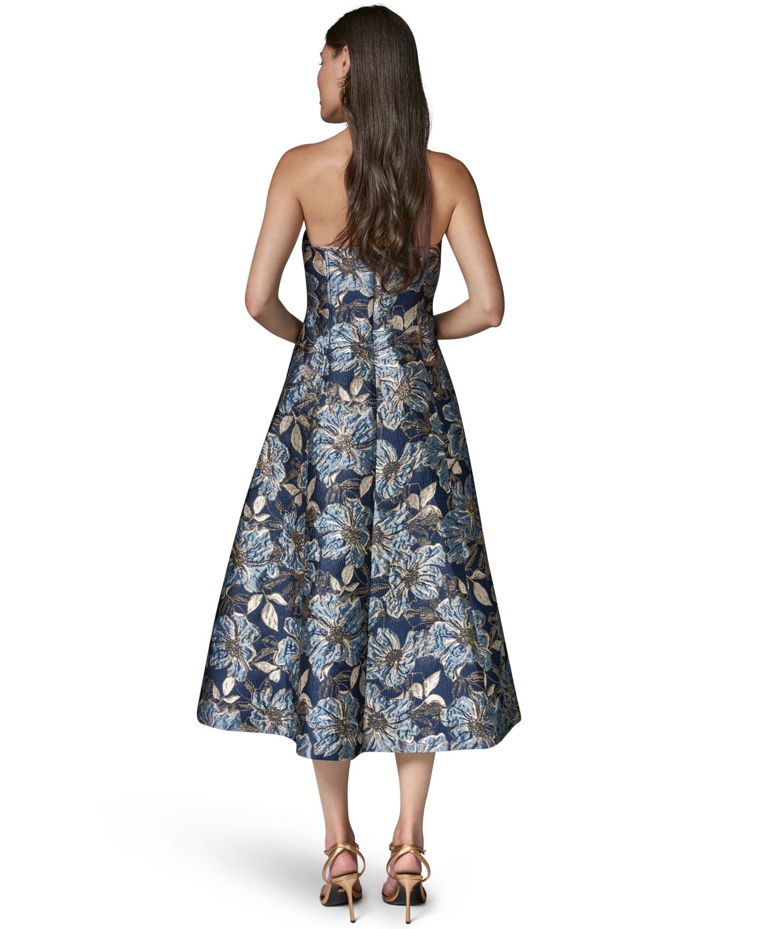 Women's Floral Strapless Midi Gown