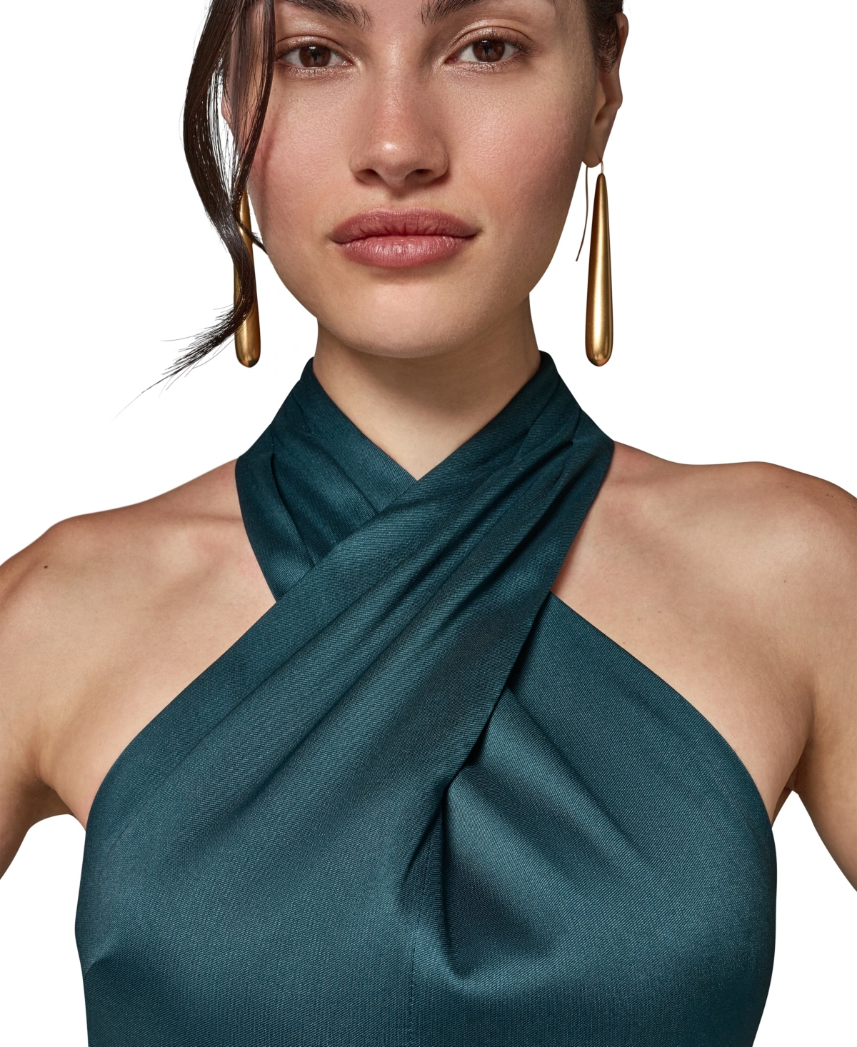 Donna Karan New York Women's Halter Neck Mikado Cross-Front Gown