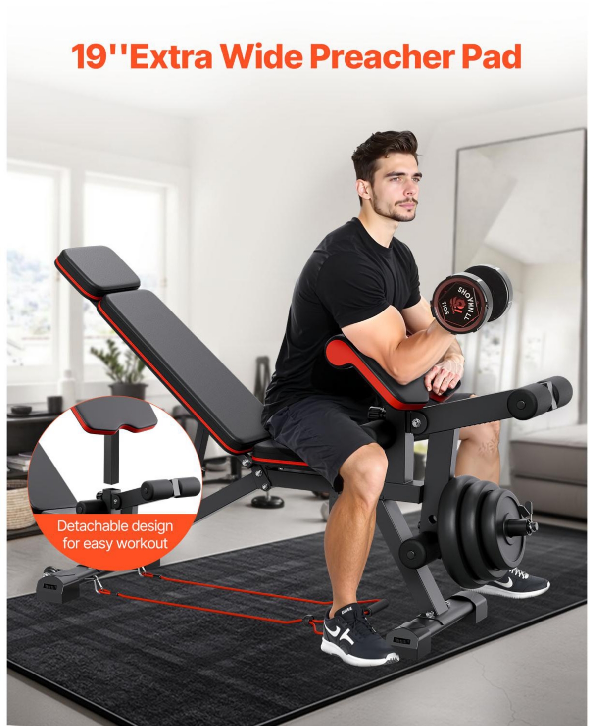 Vevor Weight Bench Sit up Bench for Home Gym Strength Training Workout Adjustable