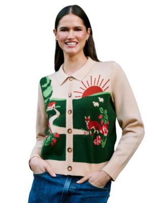 Women's Sunrise Fox Collared Long-Sleeve Cardigan