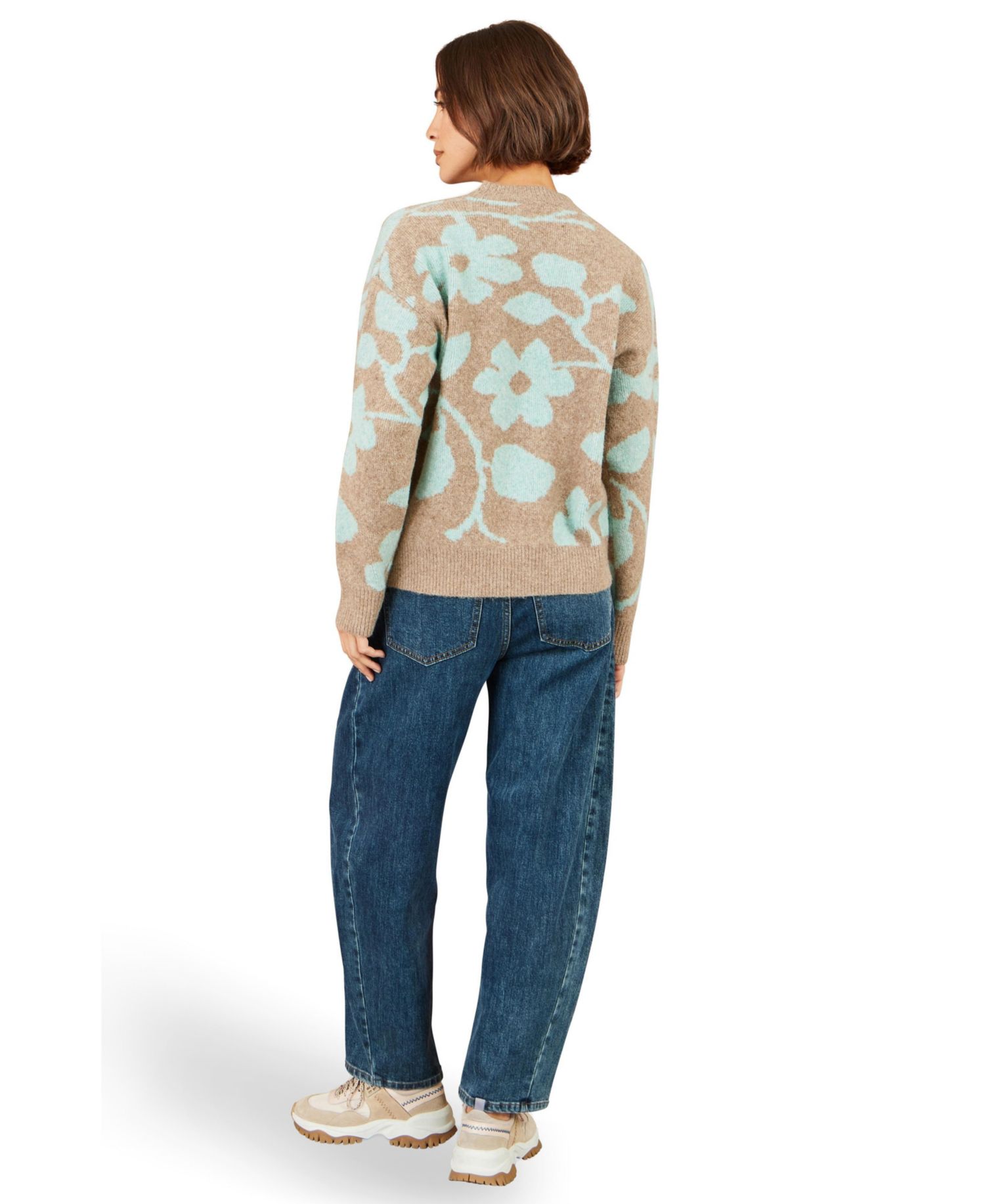 Women's Floral Intarsia Relaxed-Fit Jumper