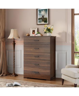 5 Drawer Dresser for Bedroom 47" Tall Modern Chest of Drawers with Metal Handles Storage Organizer for Living Room Entryway Hallway